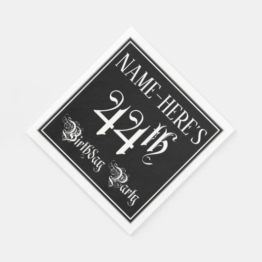 44th Birthday Party — Fancy Script + Custom Name Serviette (Ecke)