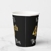44th Birthday Party — Fancy Script, Faux Gold Look Pappbecher (Rechts)