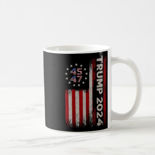 45 47 Donald Trump 2024 American Flag 2024 Electio Kaffeetasse (Rechts)
