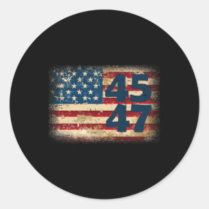 45 47 Donald Trump 2024 Amerikanische Flagge Runder Aufkleber