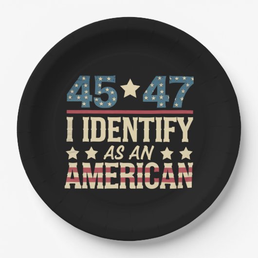 45 47 Ich identifiziere mich als amerikanische Fla Pappteller (Vorderseite)