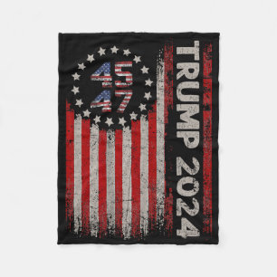 45 47 Trump 2024 Amerikanische Flagge Fleecedecke