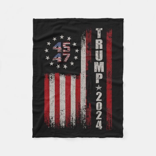 45 47 Trump 2024 Amerikanische Flagge Fleecedecke (Vorderseite)