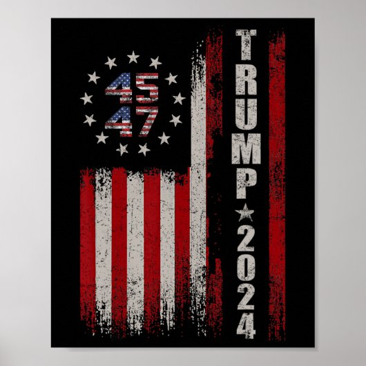 45 47 Trump 2024 Amerikanische Flagge Poster (Vorne)