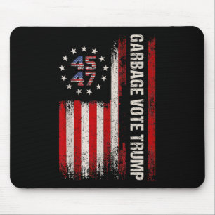 45 47 Trump 2024 Wahl Amerikanische Flagge Garbage Mousepad