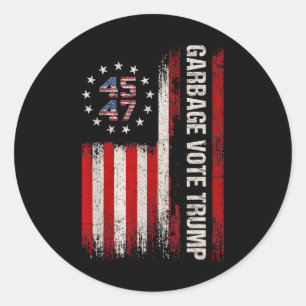 45 47 Trump 2024 Wahl Amerikanische Flagge Garbyge Runder Aufkleber