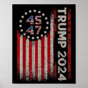 45 47 Trump 2025 Amerikanische Flagge Poster