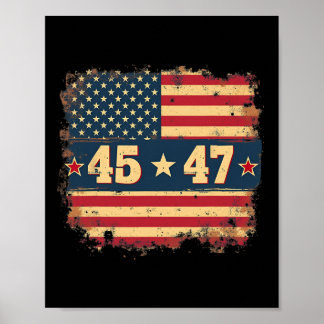 45 47 Trump Präsident Vintage amerikanische Flagge Poster