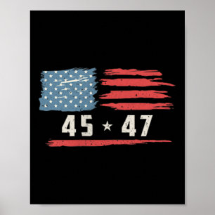 45 47 Trump Präsident Vintage amerikanische Flagge Poster