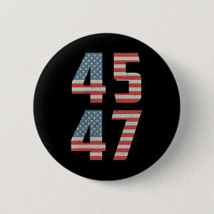 45 47 Trump Vintag Retro US-Flagge 2025 Präsident Button