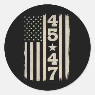 45 47 Trump Vintag USA Flag 47. Präsident Runder Aufkleber