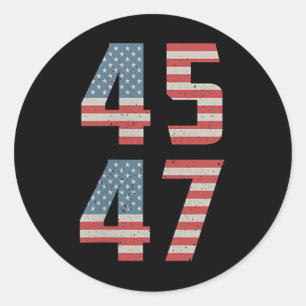 45 47 Trump Vintage Retro USA-Flagge 2025 Präsiden Runder Aufkleber