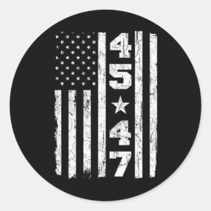 45 47 Trump Vintage USA-Flagge 2024 Präsident Wähl Runder Aufkleber
