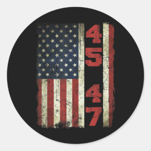 45 47 Trump Vintage USA-Flagge 2025 Präsident Wähl Runder Aufkleber