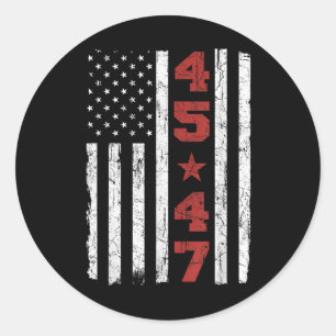 45 47 Trump Vintage USA-Flagge 2025 Präsident Wähl Runder Aufkleber