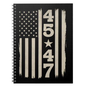 45 47 Trump Vintage USA-Flagge 47. Präsident Notizblock
