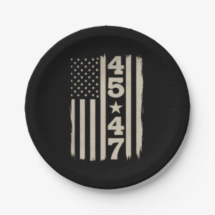 45 47 Trump Vintage USA-Flagge 47. Präsident Pappteller