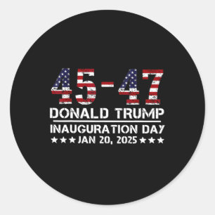 45 - 47 USA-Flagge Trump Amtseinführungs-Tag 2025 Runder Aufkleber