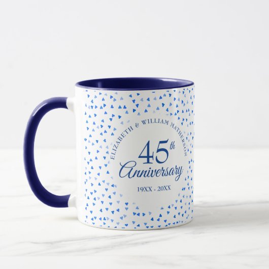 45. 65. Hochzeit Jubiläum Liebe Hearts Confetti Tasse (Links)