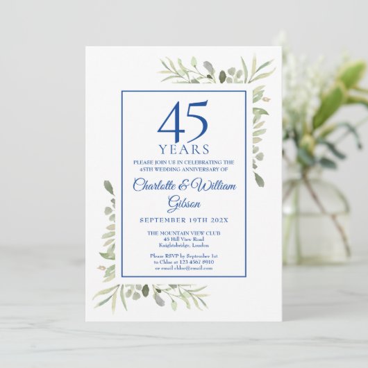 45. 65. Hochzeit Jubiläum Wasserfarbenwelt Einladung (Stehend Vorderseite)