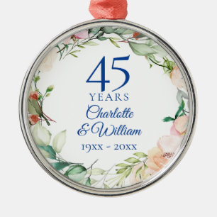 45. 65. Hochzeitsjubiläums-Rosen-Blumengirlande Ornament Aus Metall