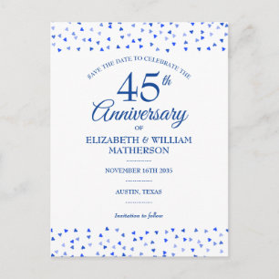 45. 65. Hochzeitstag - Herzen Save the Date Ankündigungspostkarte