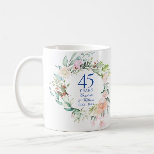 45. 65. Hochzeitstag Land Blumenkohl Kaffeetasse (Links)
