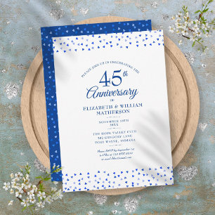 45. 65. Hochzeitstag Saphir Blau Love Hearts Einladung