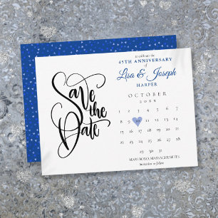 45. 65. Hochzeitstag Save-the-Date Herz-Kalender Postkarte