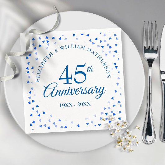 45. 65. Jubiläum Liebe Hearts Confetti Serviette