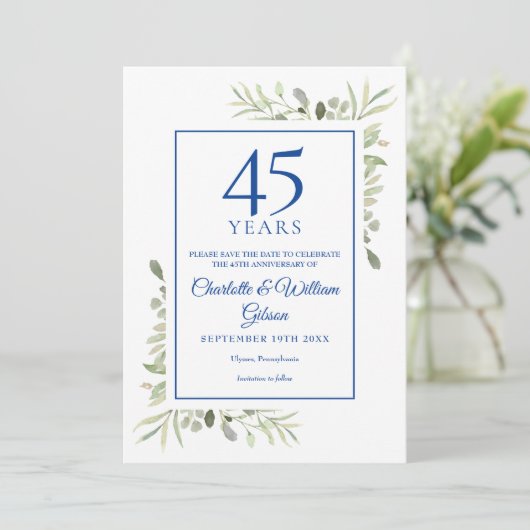 45. 65. Jubiläum Save the Date Grüne Einladung (Stehend Vorderseite)