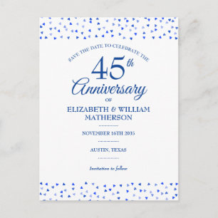 45. 65. Jubiläums-Liebesherzen Save-the-Date Postkarte