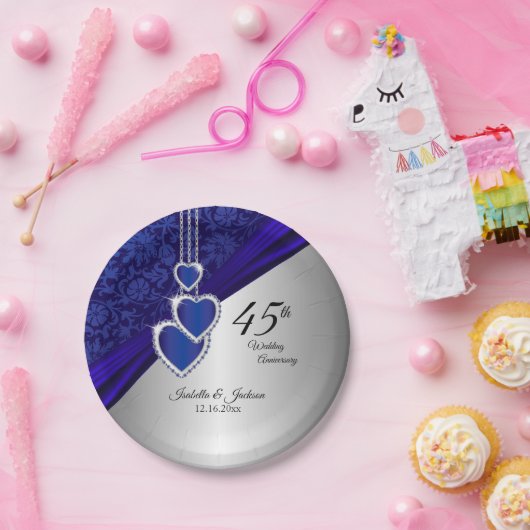 45./65. Saphire Hochzeitstag Pappteller (Party)