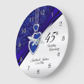 45./65. Saphire Wedding Anniversary Keepake Große Wanduhr (Winkel)