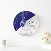 45./65. Saphire Wedding Anniversary Keepake Große Wanduhr (Zuhause)