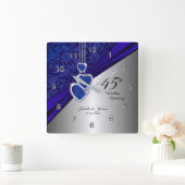 45./65. Saphire Wedding Anniversary Keepake Quadratische Wanduhr (Zuhause)