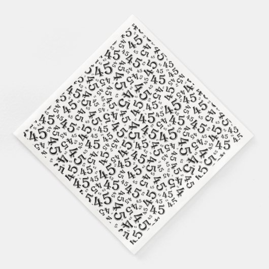 45. Age Random Number Pattern Schwarz/Weiß Serviette (Ecke)