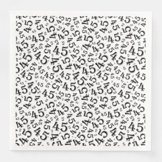 45. Age Random Number Pattern Schwarz/Weiß Serviette (Vorderseite)
