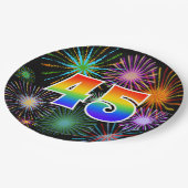 45. Event - Spaß, farbenfroh, kühl, Regenbogen 45 Pappteller (Schrägansicht)