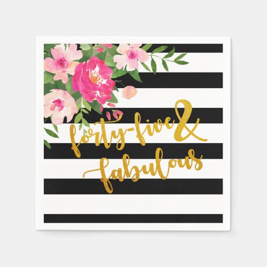 45 & Fabulous Napkin - Schwarz/Weiß Streifen Serviette (Vorderseite)