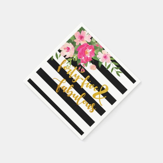 45 & Fabulous Napkin - Schwarz/Weiß Streifen Serviette (Ecke)
