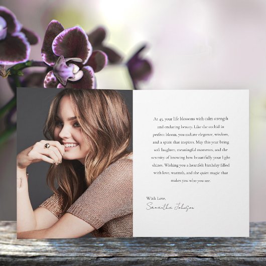 45 & Fabulous Orchid Photo Birthday Greeting Card Karte