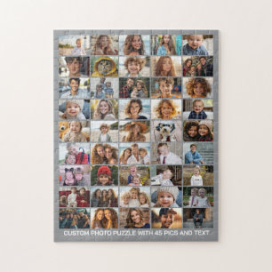 45 Foto-Collage - Benutzerdefinierter Text - Grau  Puzzle