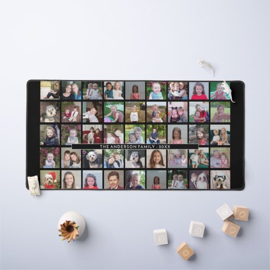 45 FotoCollage - 5 Zeilen 9 Spalten - schwarz Schreibtischunterlage (Kindertisch)