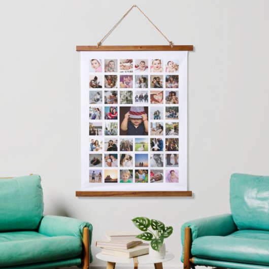 45 FotoCollage Personalisiert Wandteppich Mit Holzrahmen (Wohnzimmer)