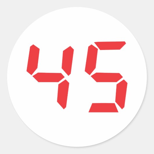 45 fünfundvierzig rote Wecker digitale Nummer Runder Aufkleber (Vorderseite)