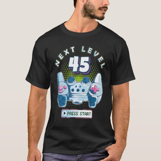 45 Gamer Next Level 45 Gaming Controller zum Gebur T-Shirt (Vorderseite)