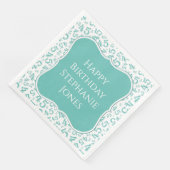 45. Geburtstag Aquamarin/Weiß Muster 45 Serviette (Ecke)