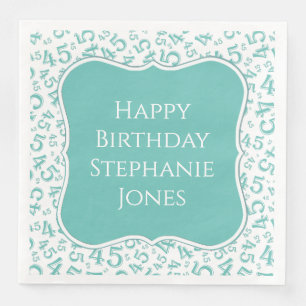 45. Geburtstag Aquamarin/Weiß Muster 45 Serviette