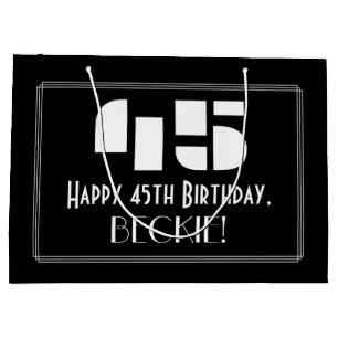 45. Geburtstag ~ Art Deco Inspiriert Look "45" + N Große Geschenktüte
